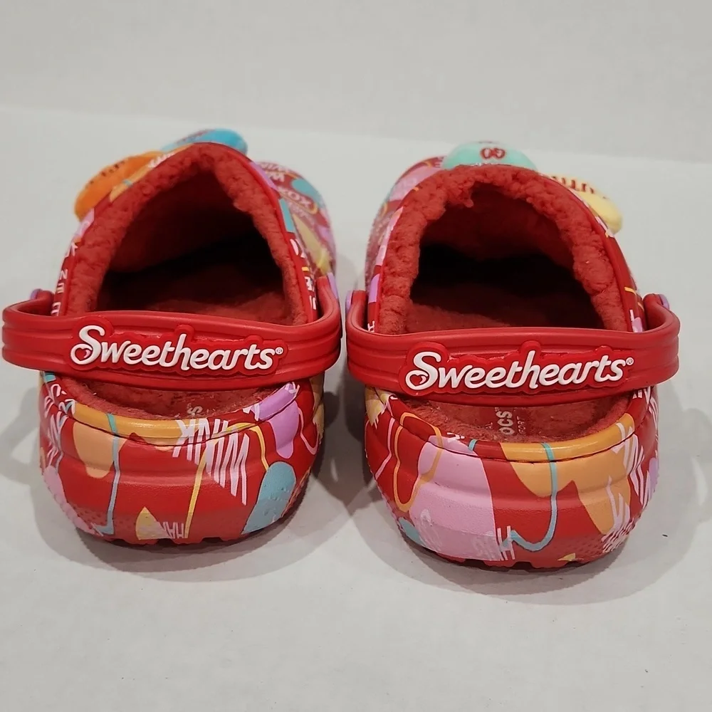 CROCS Red and Pink Slippers with Fun Patterns